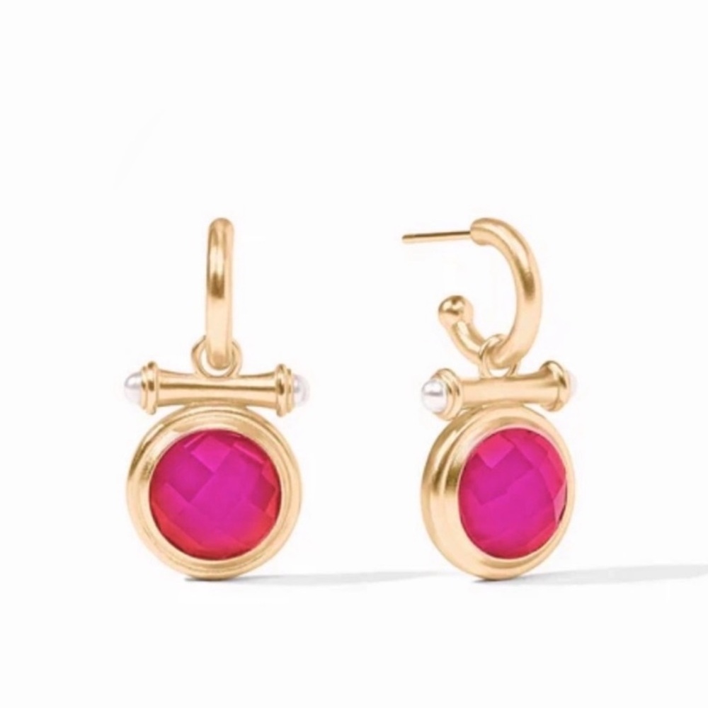 $155 Julie Vos Bamboo Hoop & Charm Earring pink